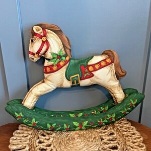Crankston Rocking Horse Christmas Pillow Vintage 1980's Cottagecore Plush